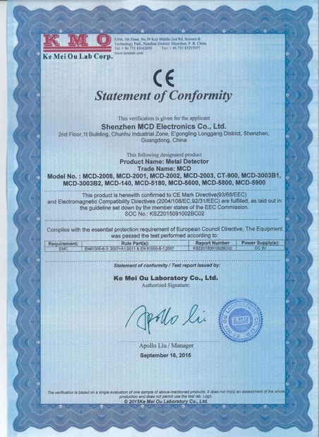 Китай Shenzhen MCD Electronics Co., Ltd. Сертификаты